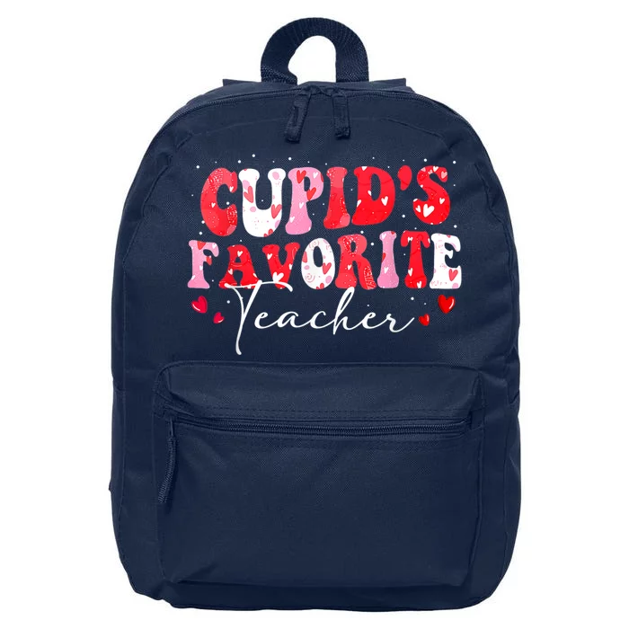 Cupid's Favorite Teacher Groovy Valentines Day Women 16 in Basic Backpack