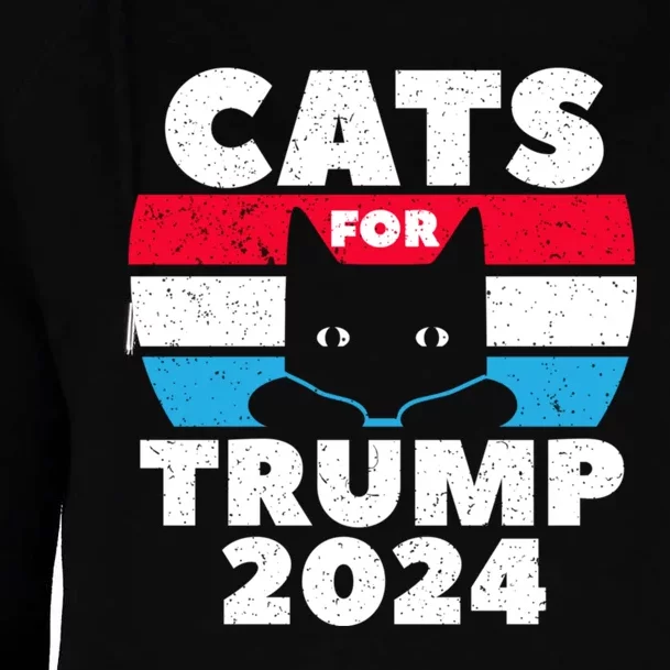 Cats For Trump 2024 Election Womens Funnel Neck Pullover Hood