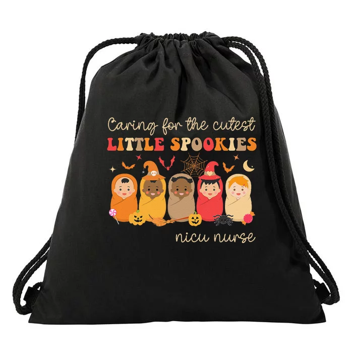 Caring For The Cutest Spookies Neonatal Nicu Nurse Halloween Drawstring Bag