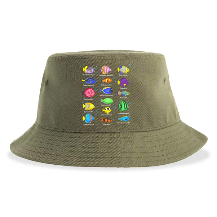 Cute Fishing Types Of Fishes Fish Water Species Gift Sustainable Bucket Hat