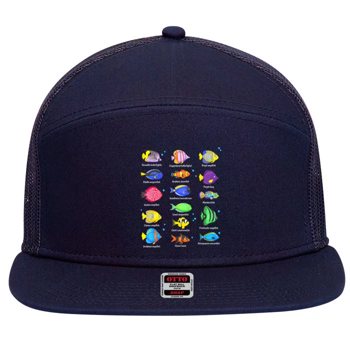 Cute Fishing Types Of Fishes Fish Water Species Gift 7 Panel Mesh Trucker Snapback Hat