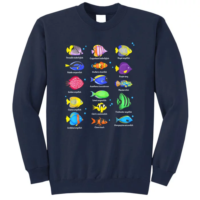 Cute Fishing Types Of Fishes Fish Water Species Gift Tall Sweatshirt