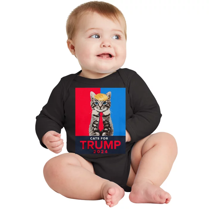 Cats For Trump 2024 Funny For Vance Trump Baby Long Sleeve Bodysuit