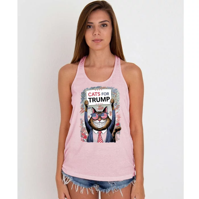 Cats For Trump 2024 Kittens And Ducks For Trump Vance 2024 Cool Gift Women's Knotted Racerback Tank