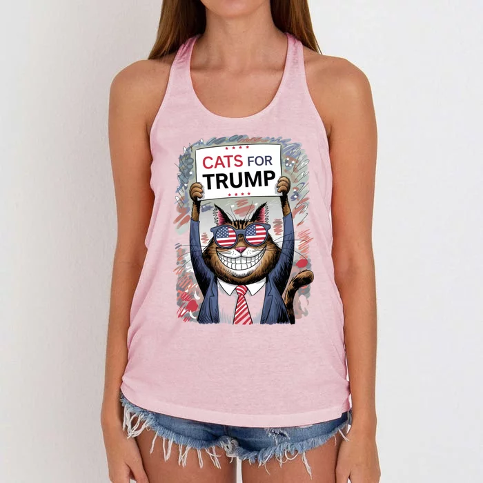 Cats For Trump 2024 Kittens And Ducks For Trump Vance 2024 Cool Gift Women's Knotted Racerback Tank