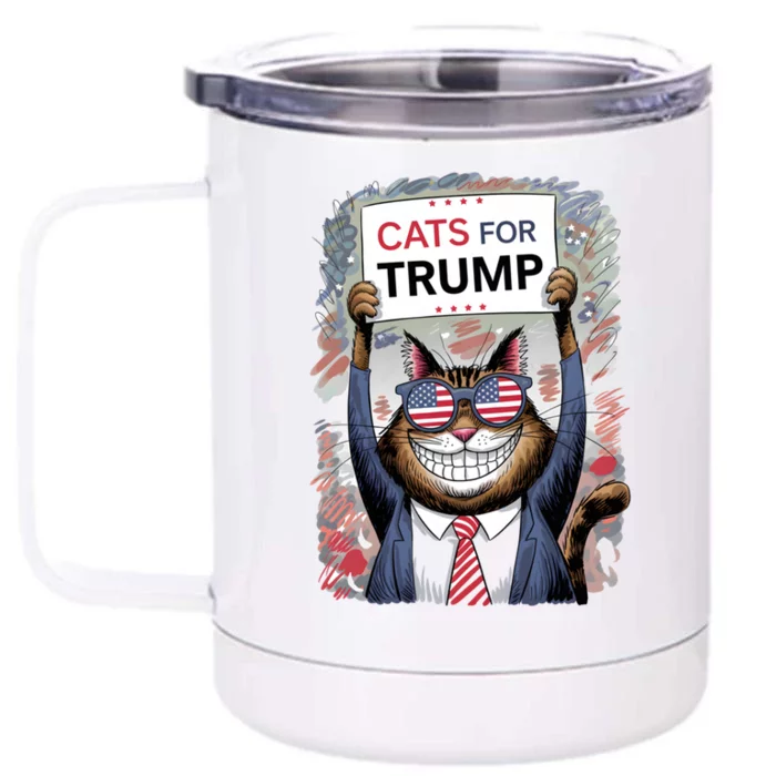 Cats For Trump 2024 Kittens And Ducks For Trump Vance 2024 Cool Gift Front & Back 12oz Stainless Steel Tumbler Cup