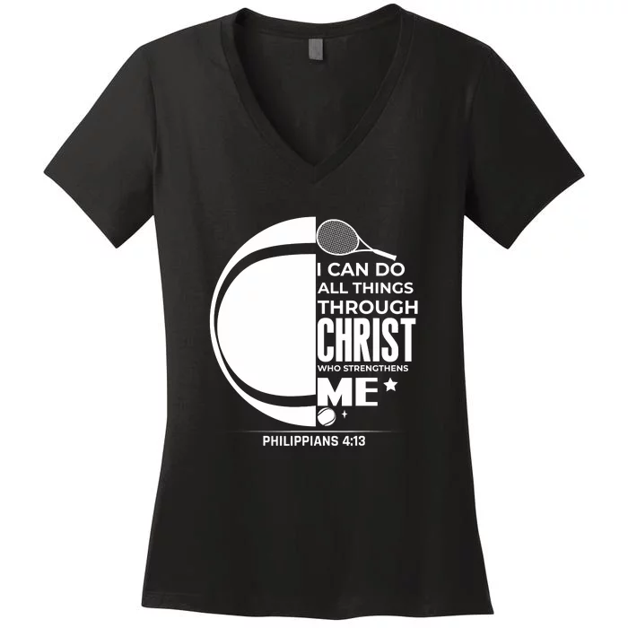 Christian Funny Tennis Player Gift Women's V-Neck T-Shirt