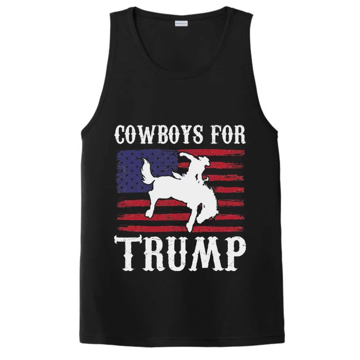 Cowboys For Trump: Western Trump Supporter Design Performance Tank