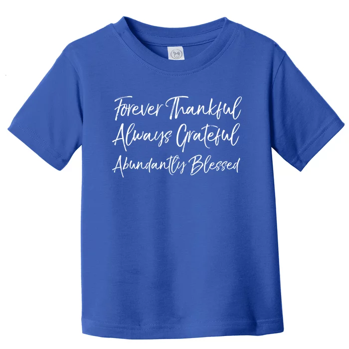 Cute Forever Thankful Always Grateful Abundantly Blessed Gift Toddler T-Shirt