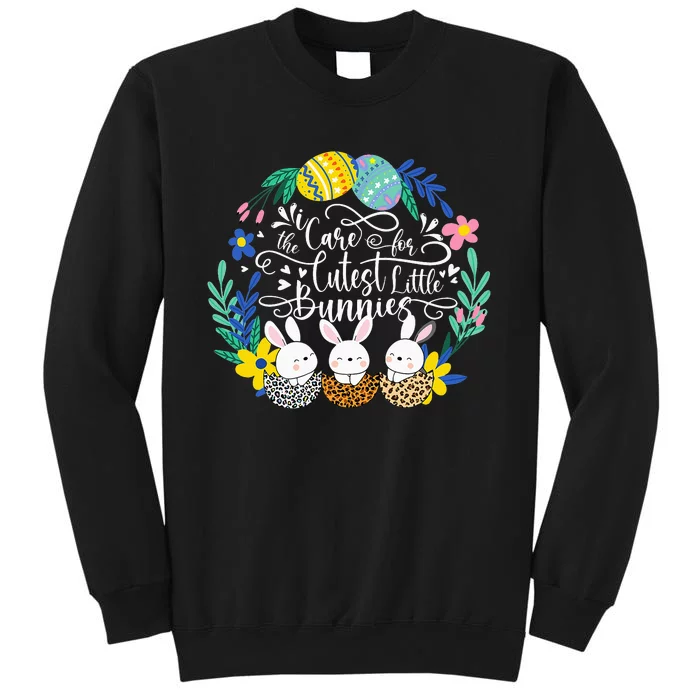 Care For The Cutest Little Bunnies NICU Nurse Easter Leopard Sweatshirt