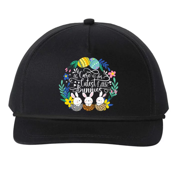 Care For The Cutest Little Bunnies NICU Nurse Easter Leopard Snapback Five-Panel Rope Hat