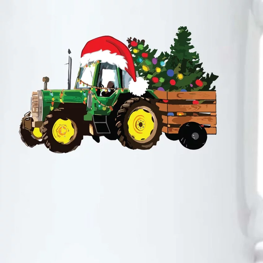 Christmas Farm Tractor Christmas Tree Lights Santa Farmer Black Color Changing Mug