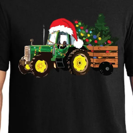 Christmas Farm Tractor Christmas Tree Lights Santa Farmer Pajama Set