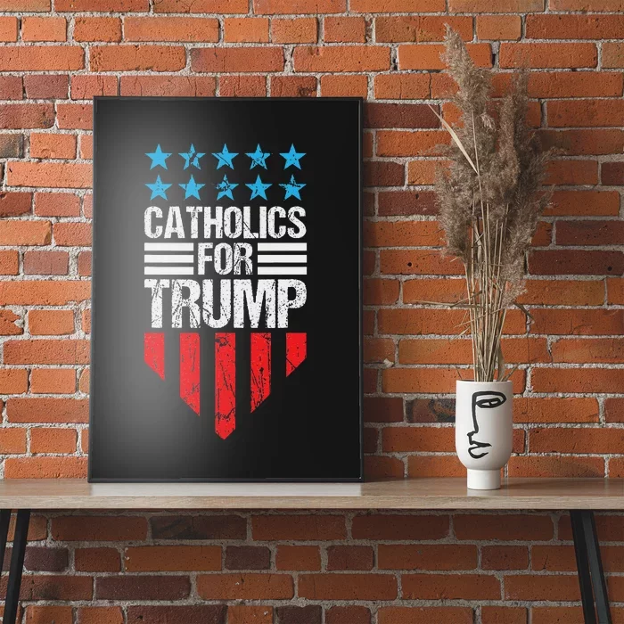 Catholics For Trump 2024: Retro Usa Flag Design Poster