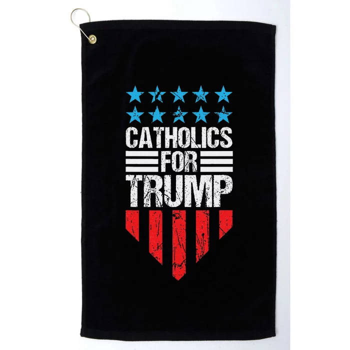 Catholics For Trump 2024: Retro Usa Flag Design Platinum Collection Golf Towel