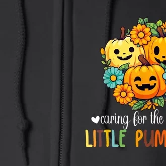 Caring For The Cutest Little Pumpkins Nurse Halloween Full Zip Hoodie