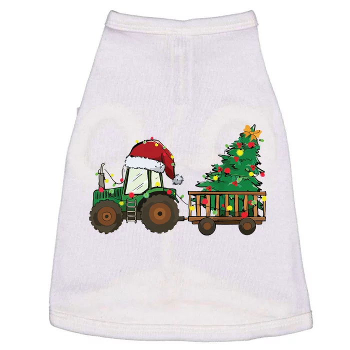 Christmas Farm Tractor Xmas Tree Lights Santa Hat Farmer Doggie Tank