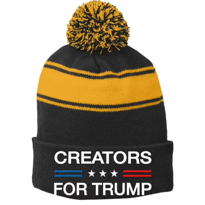 Creators For Trump 2024 Funny Election Content Creator Vote Stripe Pom Pom Beanie