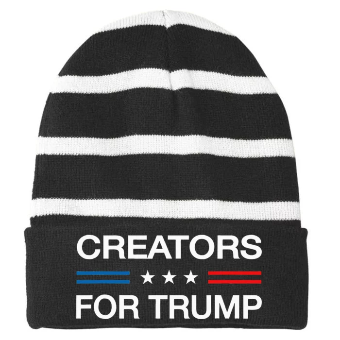 Creators For Trump 2024 Funny Election Content Creator Vote Striped Beanie with Solid Band