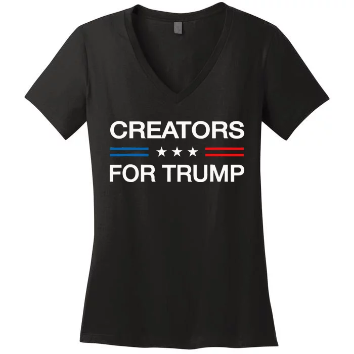 Creators For Trump 2024 Funny Election Content Creator Vote Women's V-Neck T-Shirt