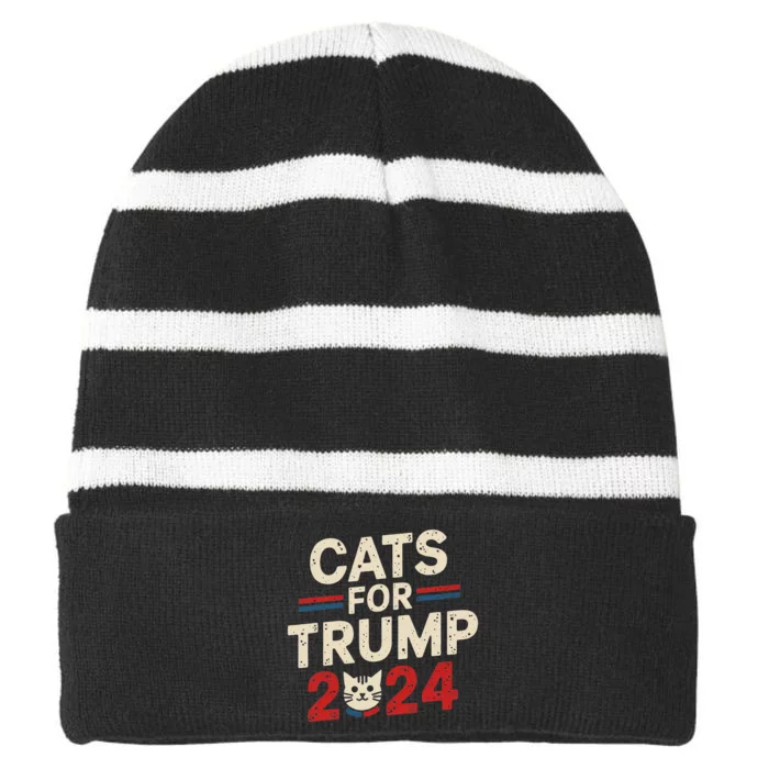 Cats For Trump Funny Election Striped Beanie with Solid Band