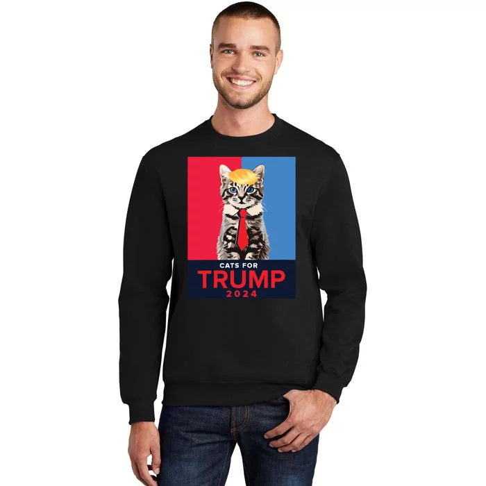 Cats For Trump 2024 Funny Vance Trump Tall Sweatshirt