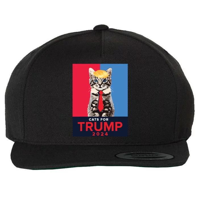 Cats For Trump 2024 Funny Vance Trump Wool Snapback Cap