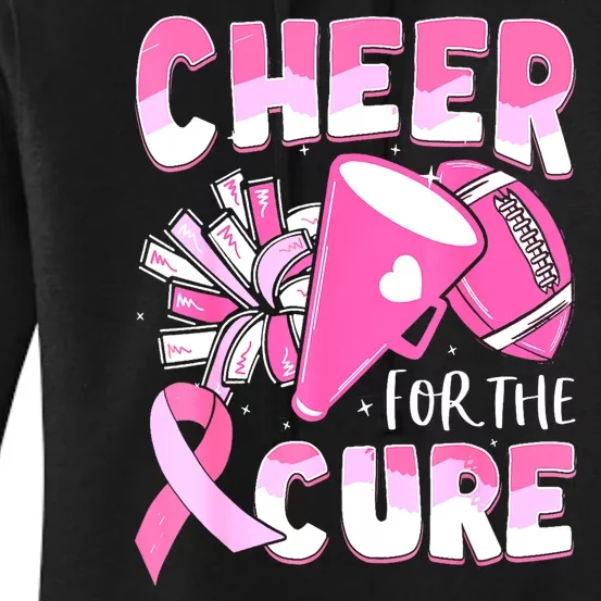 Cheer For The Cure Football Breast Cancer Awareness Gift Women's Pullover Hoodie