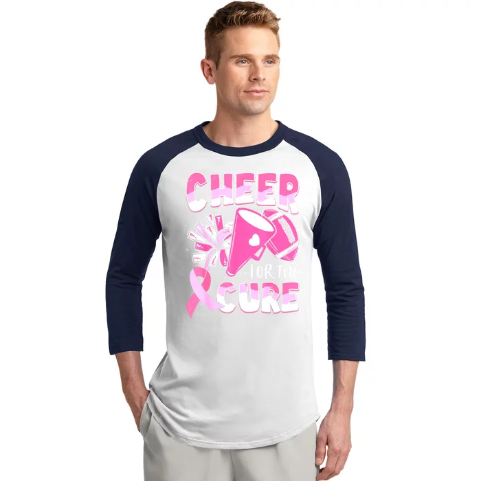 Cheer For The Cure Football Breast Cancer Awareness Gift Baseball Sleeve Shirt