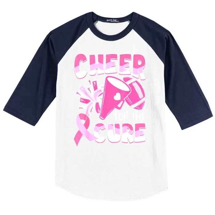 Cheer For The Cure Football Breast Cancer Awareness Gift Baseball Sleeve Shirt