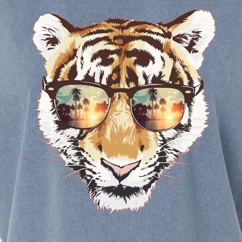 Cool Funny Tiger Tropical Sunglasses Garment-Dyed Women's Muscle Tee