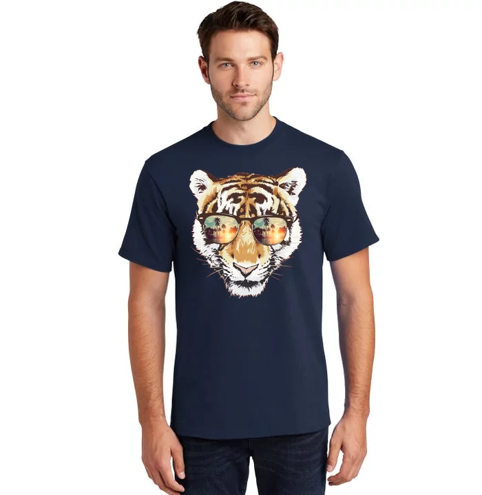 Cool Funny Tiger Tropical Sunglasses Tall T-Shirt