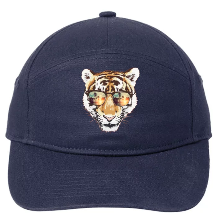 Cool Funny Tiger Tropical Sunglasses 7-Panel Snapback Hat