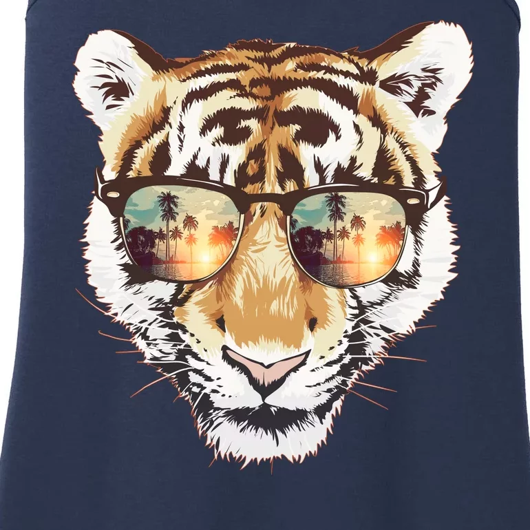 Cool Funny Tiger Tropical Sunglasses Ladies Essential Tank