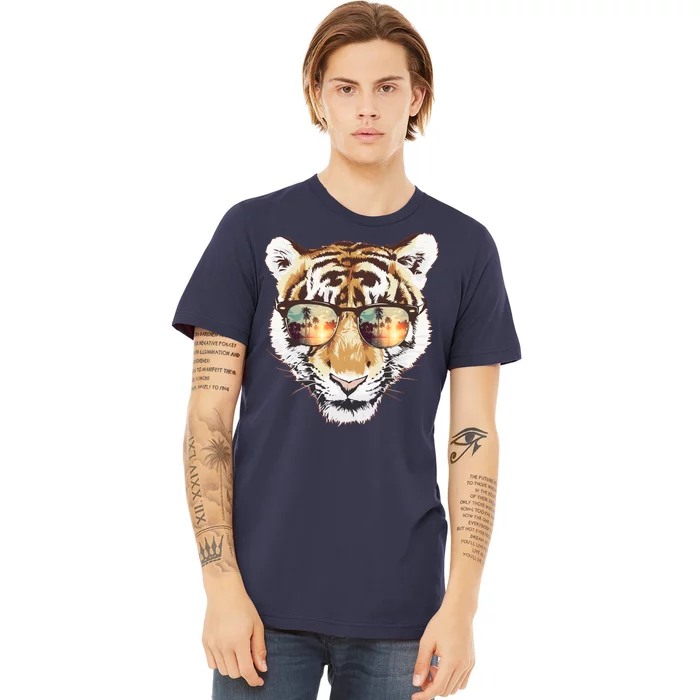 Cool Funny Tiger Tropical Sunglasses Premium T-Shirt