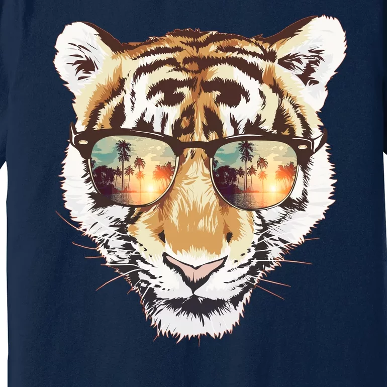 Cool Funny Tiger Tropical Sunglasses Premium T-Shirt