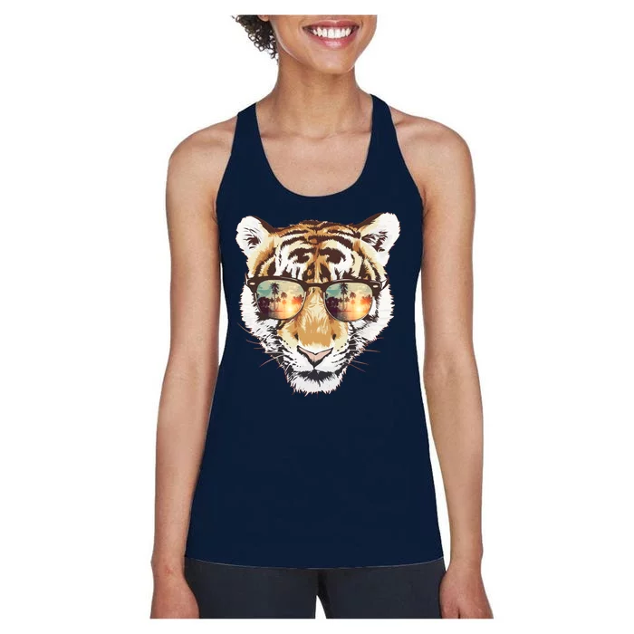 Cool Funny Tiger Tropical Sunglasses Women's Racerback Tank