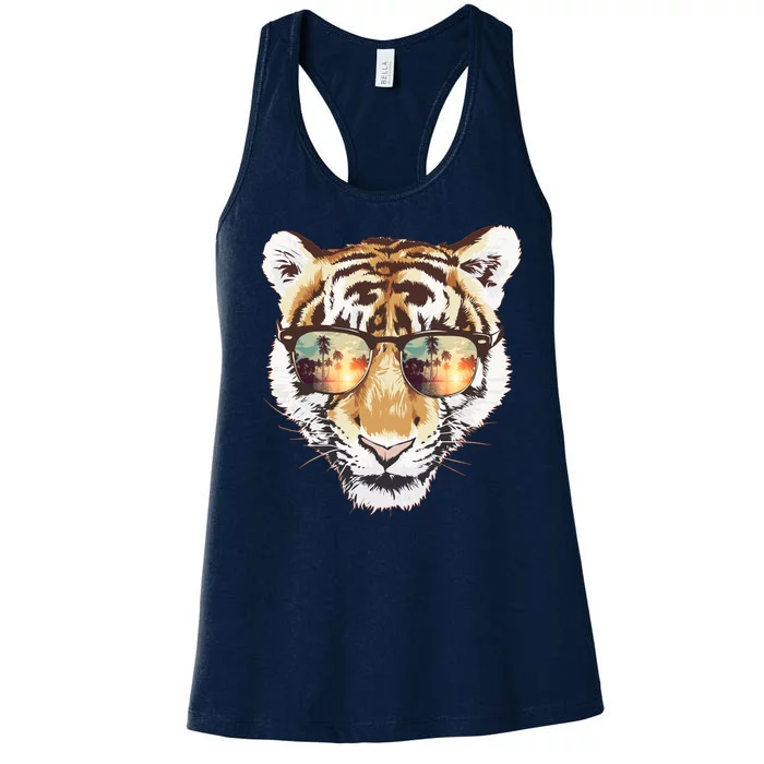 Cool Funny Tiger Tropical Sunglasses Women's Racerback Tank