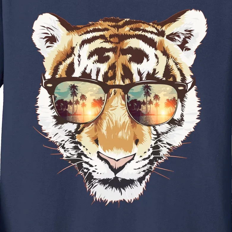 Cool Funny Tiger Tropical Sunglasses Kids Long Sleeve Shirt