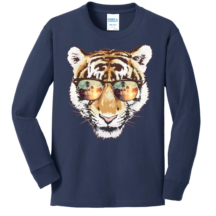 Cool Funny Tiger Tropical Sunglasses Kids Long Sleeve Shirt