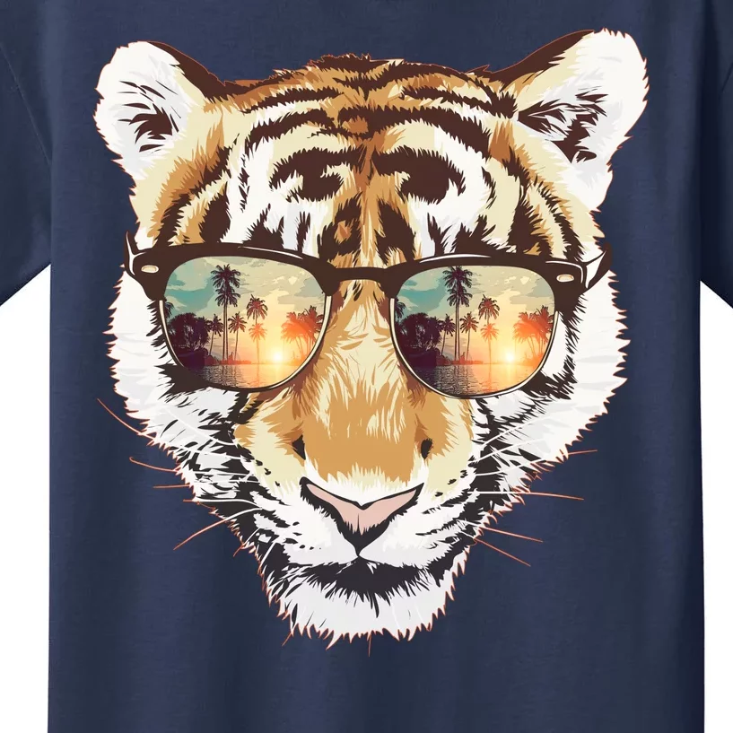 Cool Funny Tiger Tropical Sunglasses Kids T-Shirt