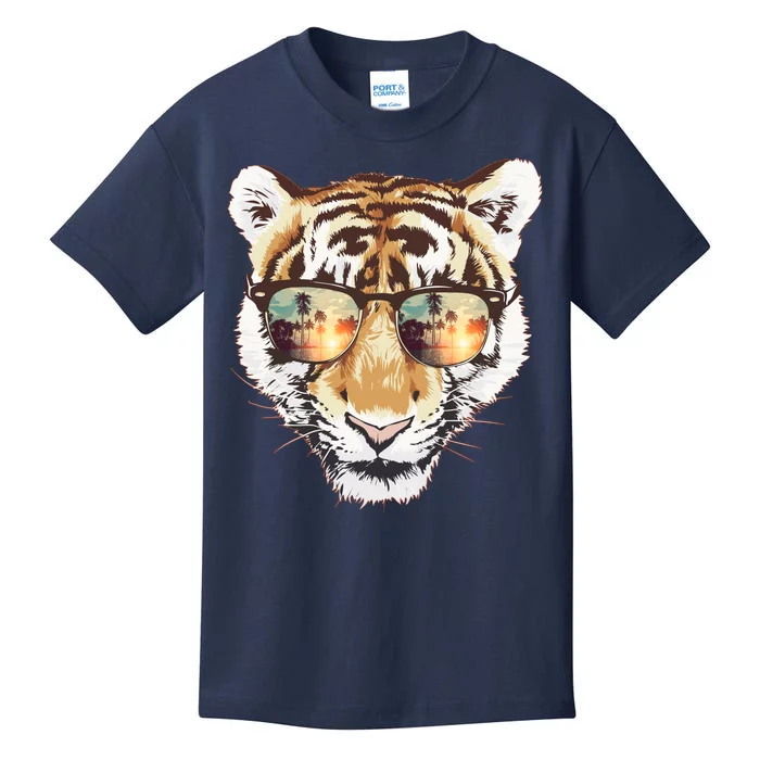 Cool Funny Tiger Tropical Sunglasses Kids T-Shirt