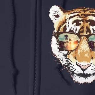 Cool Funny Tiger Tropical Sunglasses Full Zip Hoodie