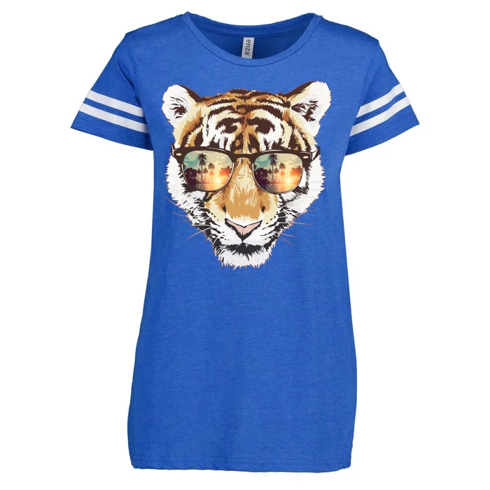 Cool Funny Tiger Tropical Sunglasses Enza Ladies Jersey Football T-Shirt