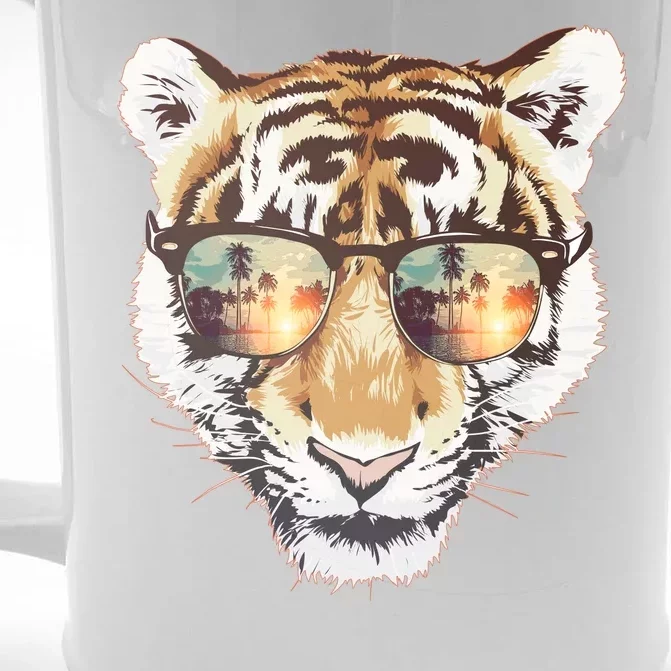 Cool Funny Tiger Tropical Sunglasses Front & Back Beer Stein