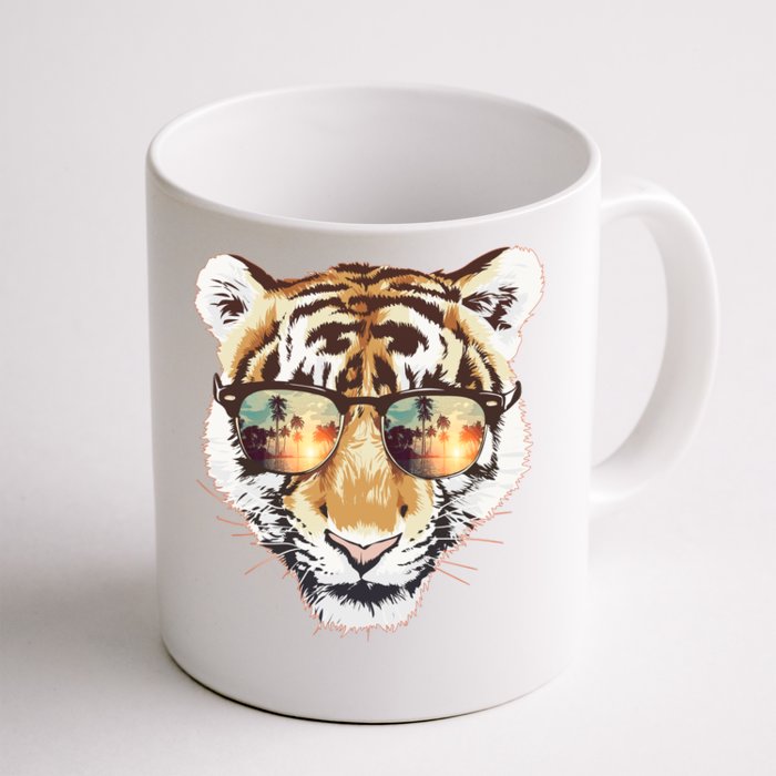 Cool Funny Tiger Tropical Sunglasses Front & Back Coffee Mug