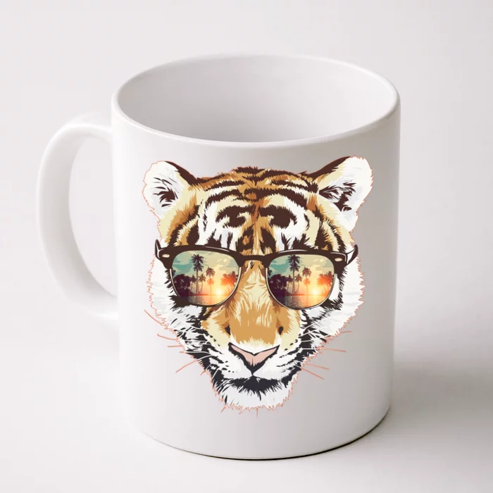 Cool Funny Tiger Tropical Sunglasses Front & Back Coffee Mug