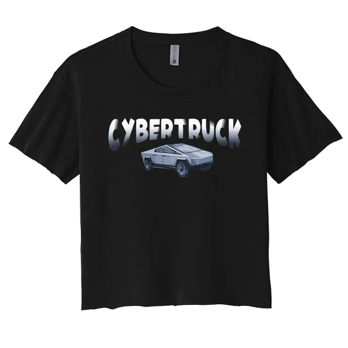 Cybertrucks Futuristic Truck Fans Car Lovers Auto Mechanic Women's Crop Top Tee