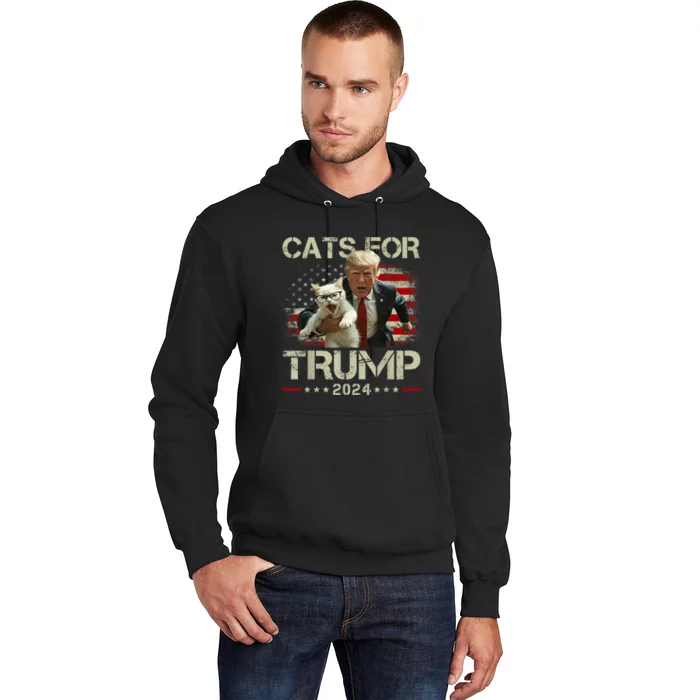 Cats For Trump 2024 Funny Vote For Trump Cats 2024 Hoodie