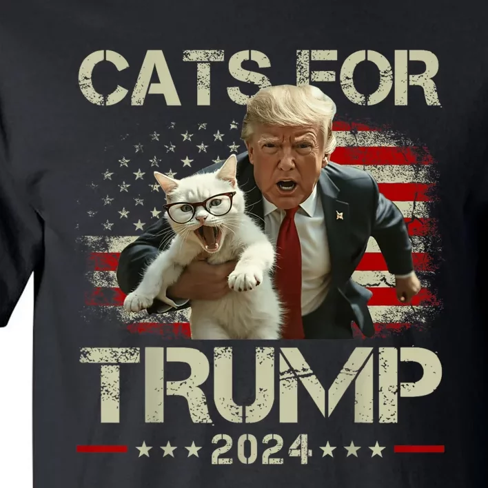 Cats For Trump 2024 Funny Vote For Trump Cats 2024 Tall T-Shirt